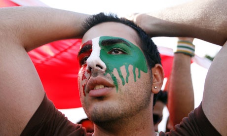A demonstrator protests against the Iranian election in Washington