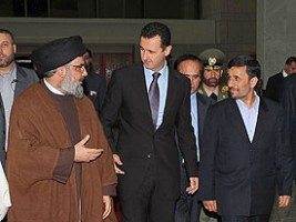 Nasrallah Assad Ahmadinejad meet in Damascus 
