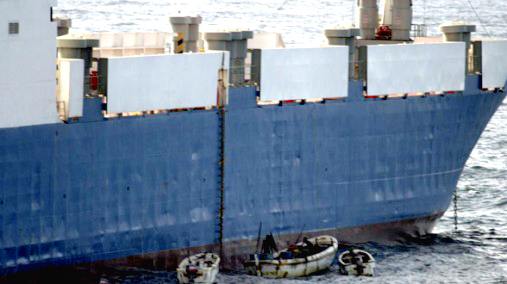 Somali pirate “ships” are small, but the ships they seize are huge. They held one gigantic tanker for months until ransom was paid.