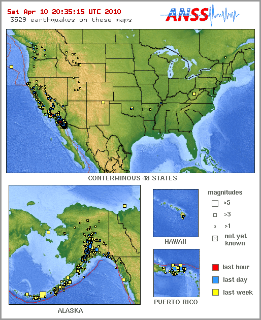 USA Recent Earthquake Map