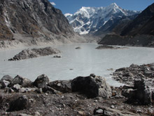 The Tso Rolpa glacial lake in central Nepal has grown due to the faster melting of snow with global warming. / Credit:Kishor Rimal/IPS