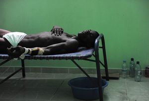 Jacklin Anore, 24, a cholera patient at the Cuban-run Nicolas Armand hospital in Arcahaie, north of Port-au-Prince. Cuba has some 1,200 health workers currently in Haiti
