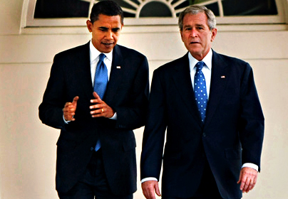 Presidents Obama and Bush