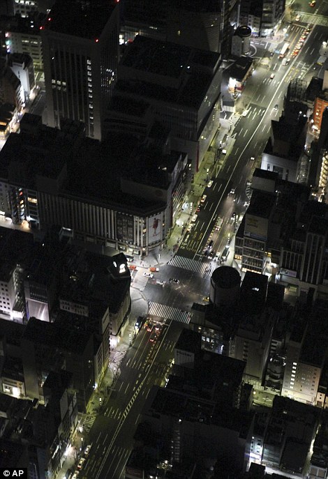 Scheduled blackouts at the main streets of Ginza shopping district 
