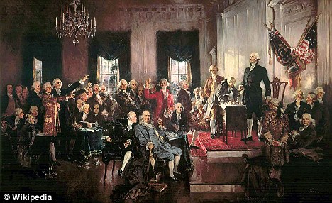 History: Scene at the Signing of the Constitution of the United States by the Founding Fathers which many Americans are not knowledgeable of