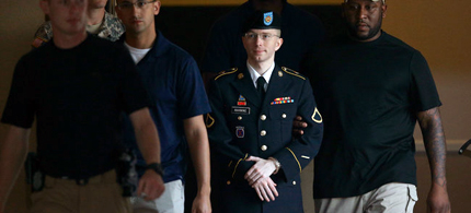 Bradley Manning being escorted out of court. (photo: Scott Galindez/RSN)
