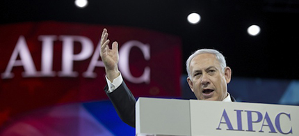 Israeli Prime Minister Benjamin Netanyahu speaks to the AIPAC meeting on March 4 in Washington, D.C. (photo: AP/Carolyn Kaster)