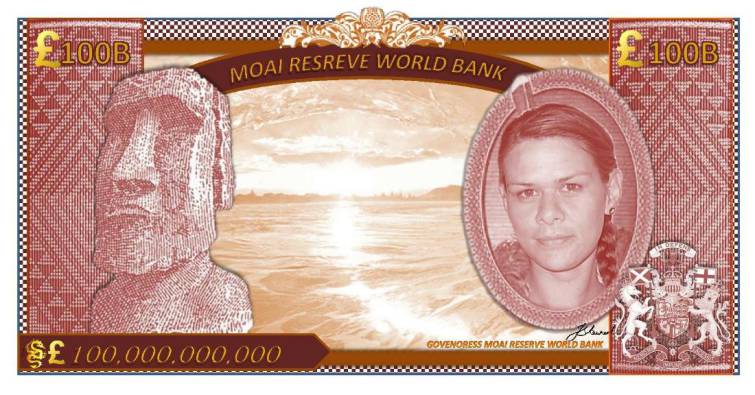 The new 100 Billion note with the face of Jaymie Anna-Marie Stewart