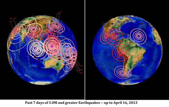 7 days of earthquake 5.0m and greater april 16 2013