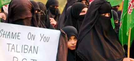 Women protest in Islamabad, Pakistan, over the attack on 14-year-old schoolgirl Malala Yousufzai. (photo: Anjum Naveed/AP)