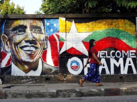 Obama Mural in Myanmar, during his 2012 visit