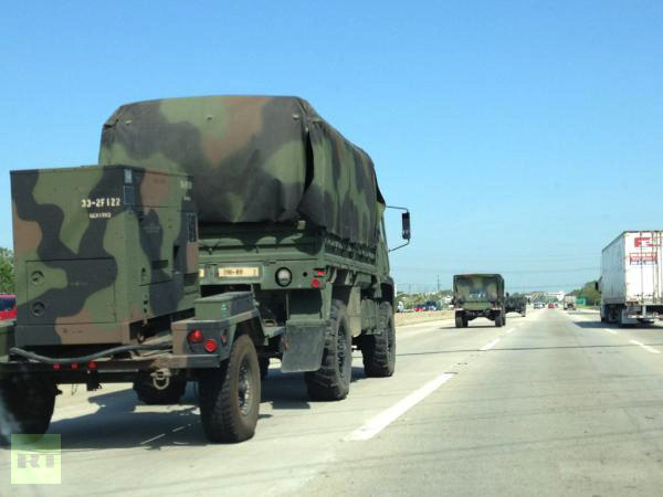 Army convoy en route to the NATO summit(Tweeted by @OCongress)