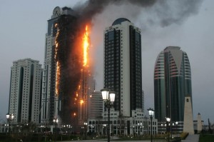 Chechnya Luxury Hotel. Burned for 29 hours.