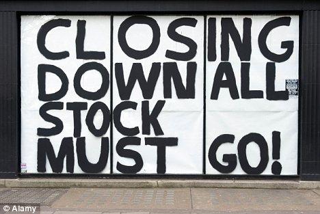 Everything must go: The figure of 120 - which leapt by a fifth compared with last year - comes amid fears the economic crisis will claim thousands more casualties this year