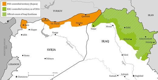 Territory held in northern Syria and Iraq