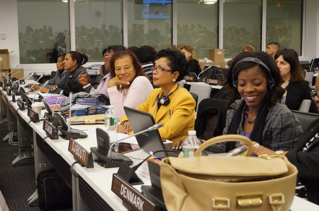 U.N. delegates listen to a high-level heads of agencies panel at the 57th Commission on the Status of Women (CSW). Credit: Lusha Chen/IPS