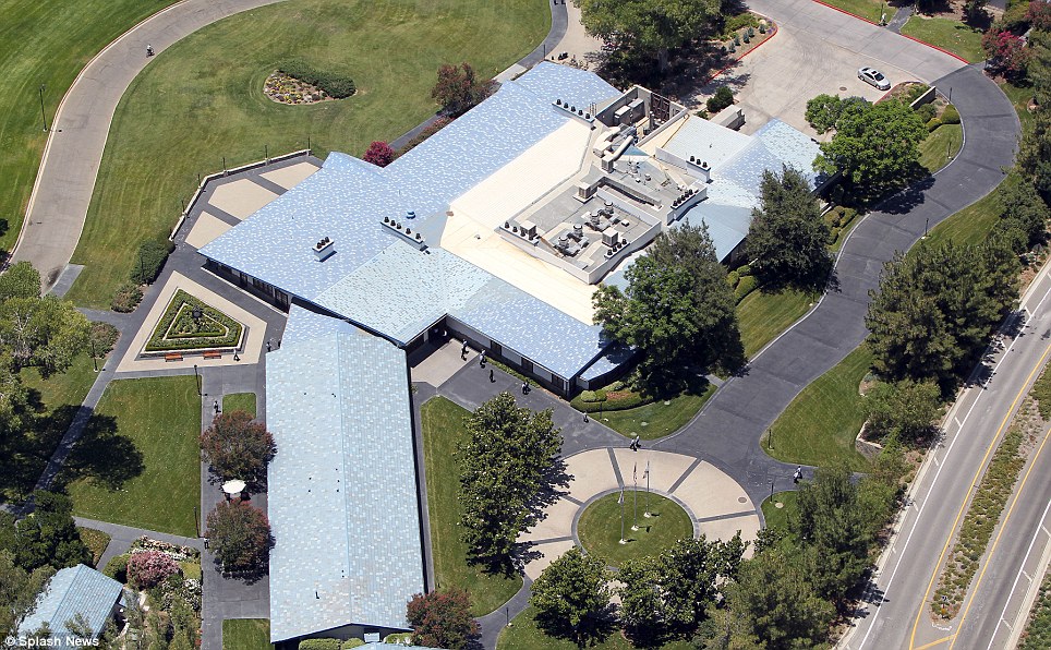 Faithful: An aerial shot shows members at Scientology HQ Gold Base - where it has been claimed that members are paid just $50 a week and tracked down if they try to leave