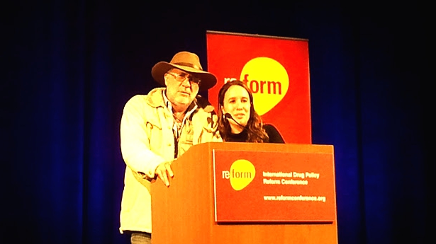 Mexican poet Javier Sicilia speaks through a translator at the 2011 Drug Policy Alliance conference in Los Angeles. Photo: Stephen C. Webster