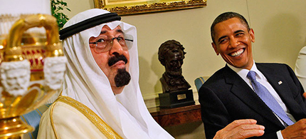 Barack Obama and Saudi Arabia's King Abdullah in 2010. (photo: Ron Edmonds/AP)