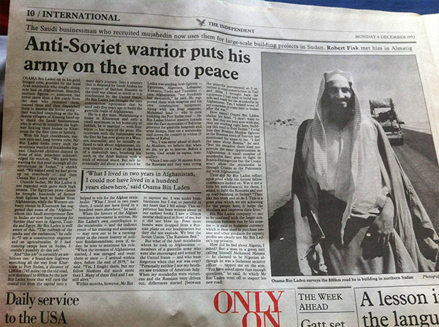 Osama bin Laden, reported on favorably in the U.K.'s The Independent in 1993 (Credit: Imgur)
