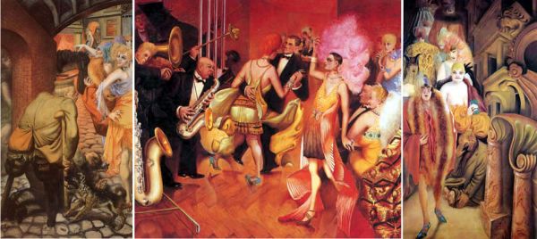 Otto Dix, Metropolis (1928). Berlin in the heyday of the Weimar Republic: a hedonistic hellpit of sexual depravity.