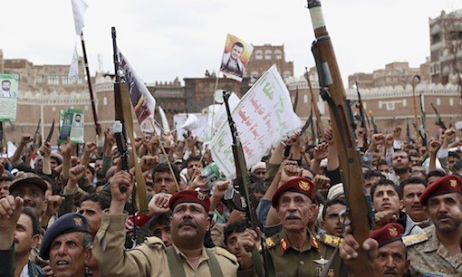sanaa yemen rebels rally